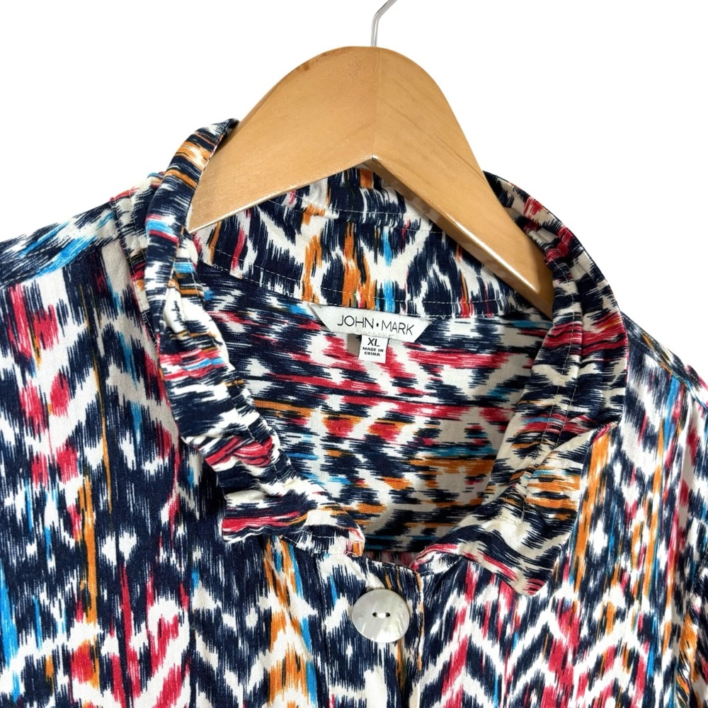 John Mark Ikat‎ Wire Collar Tunic XL Artsy - Picture 5 of 11
